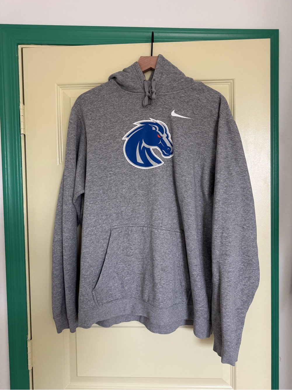 Nike Gray Crewneck Hoodie with Blue Bronco Logo